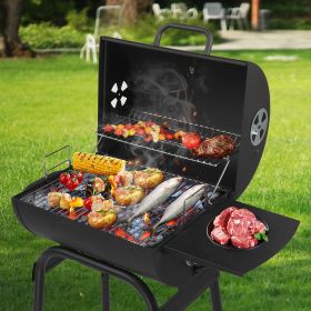 Black Cylinder With Side Panels And Wheels, High-temperature Powder Smoked Carbon Oven (Color: Black)