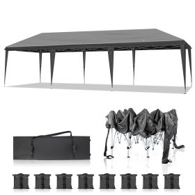 10x30ft Dark Grey, No Fence, Folding Shed Oxford Cloth White Spray Plastic Frame With 8 Sandbags With Tug Bag (Option: Dark gray)